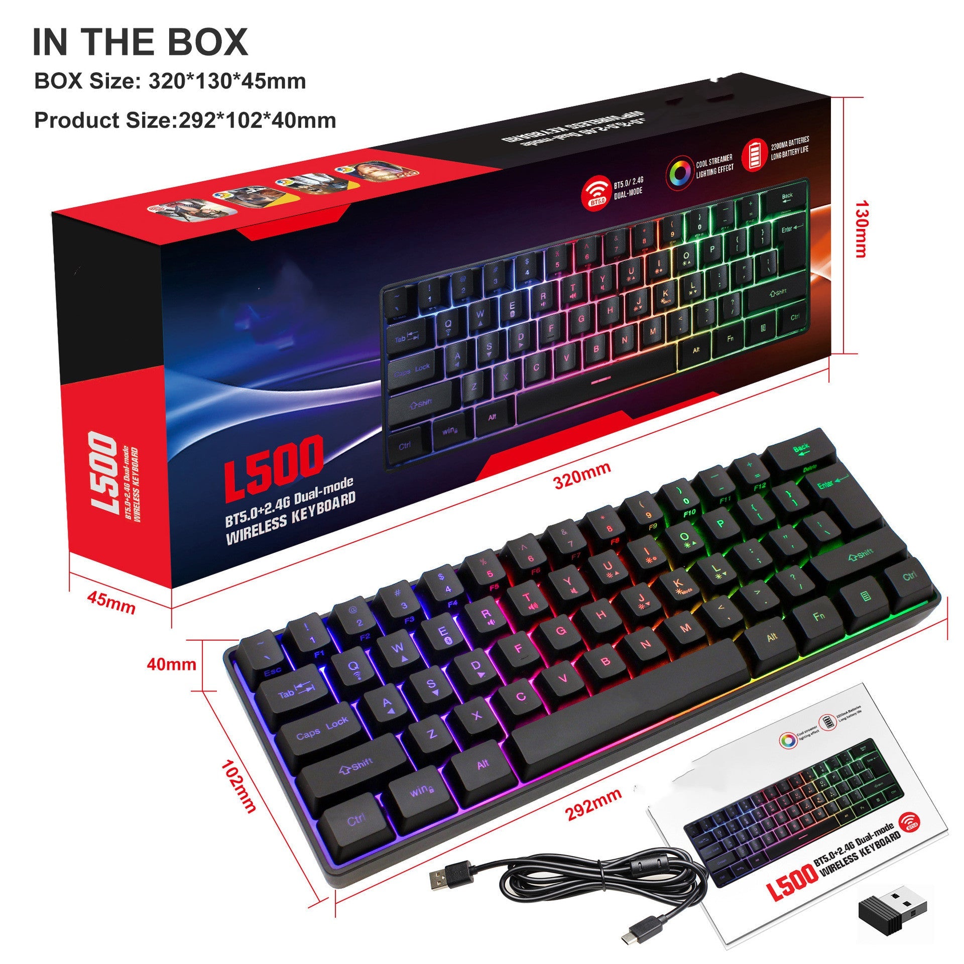 Elevate Your Gaming Experience with the RGB Lighting 61 Keys Wired Gaming Membrane Keyboard